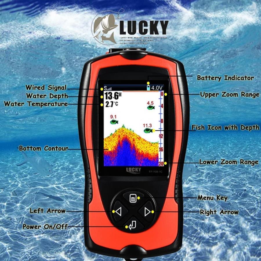 【並行輸入品】LUCKY ポータブルフィッシュファインダー ハンドヘルド カヤック 魚探知機 有線魚深探知機 ソナーセンサートランスデューサー ボート_5