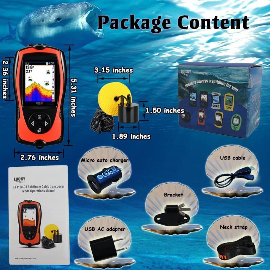 【並行輸入品】LUCKY ポータブルフィッシュファインダー ハンドヘルド カヤック 魚探知機 有線魚深探知機 ソナーセンサートランスデューサー ボート_6