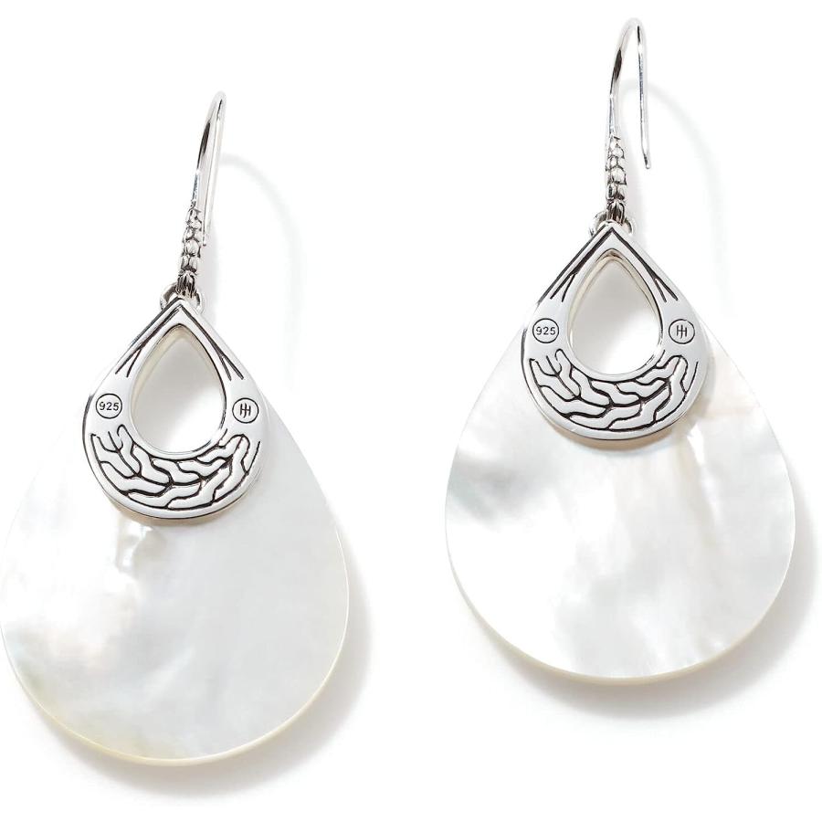 John Hardy ドットドロップピアス ホワイトマザーオブパール One Size シルバー　並行輸入品