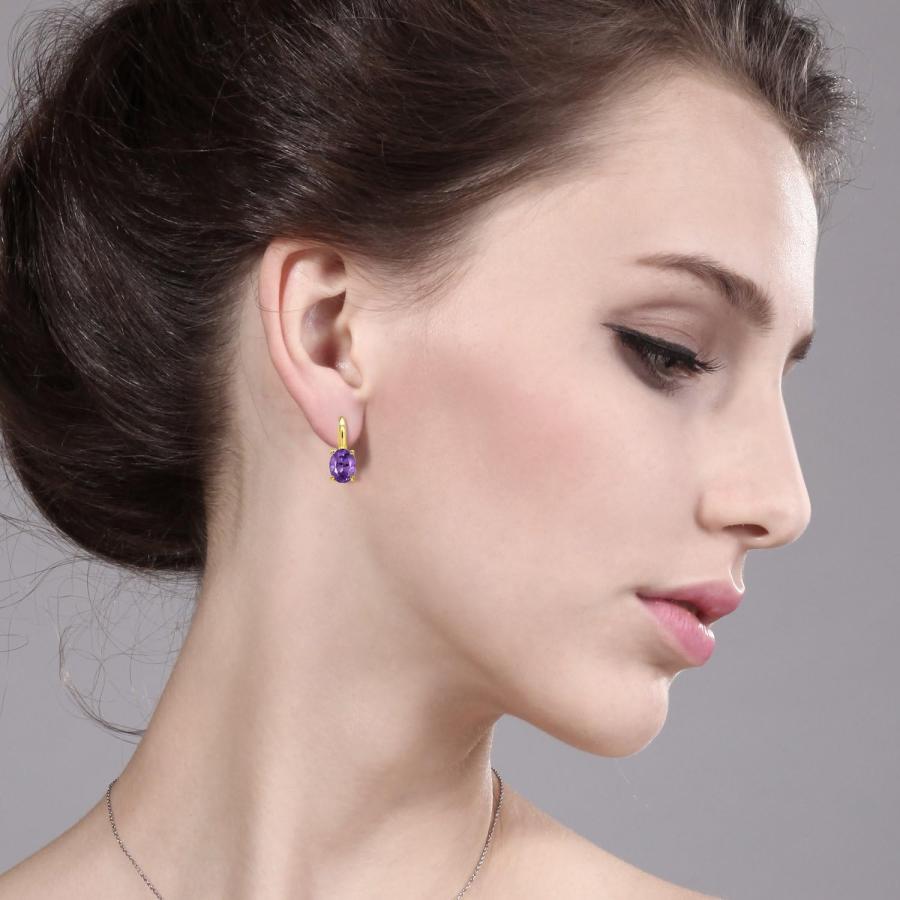 並行輸入品】Gem Stone King 6.4カラット 天然 アメジスト ピアス 
