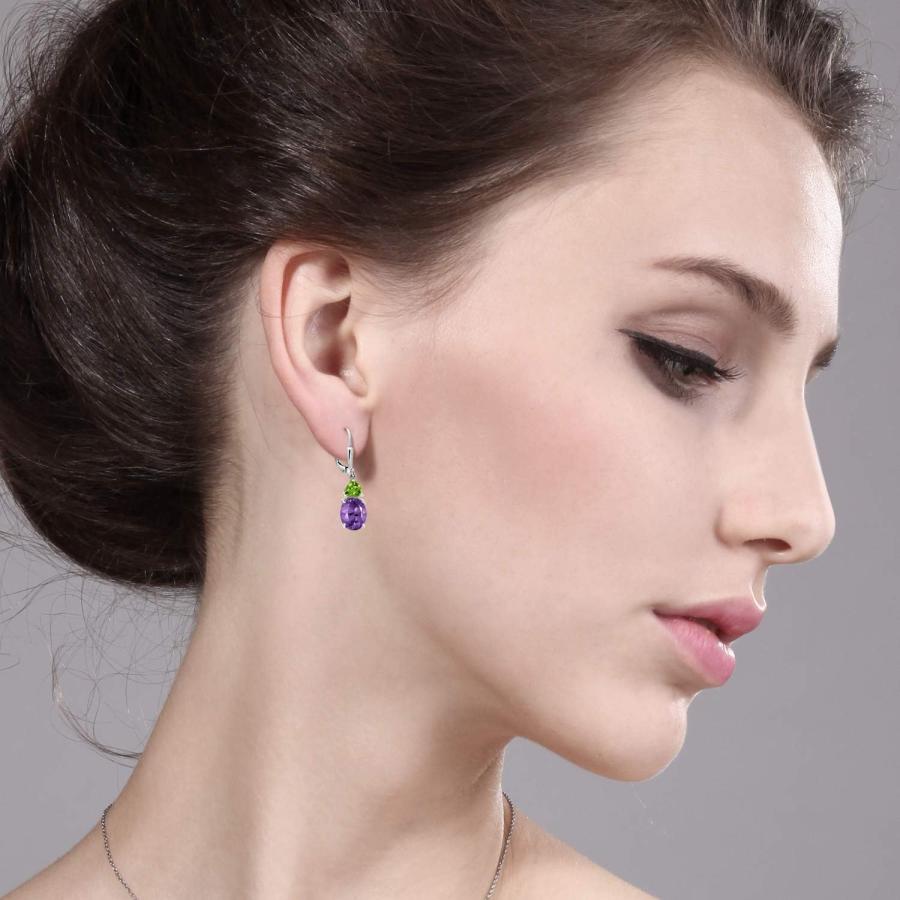 【並行輸入品】Gem Stone King 5.56カラット 天然 アメジスト ピアス レディース 天然石 ペリドット シルバー925 2月 誕生石　_1