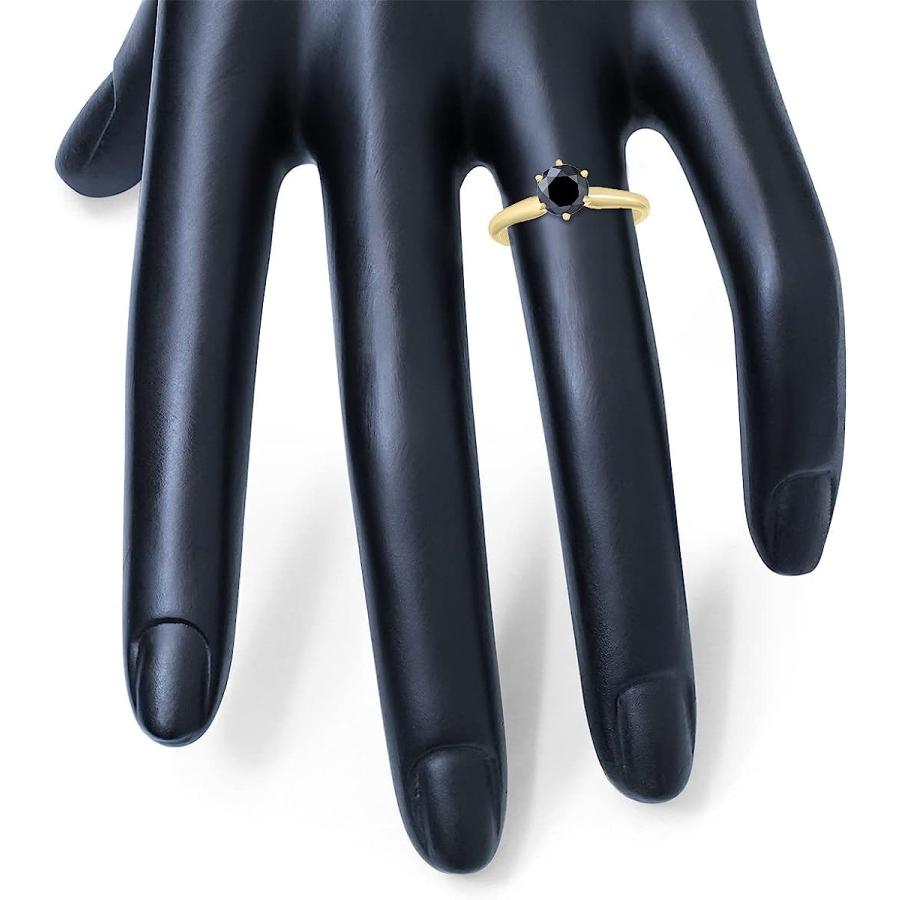 【並行輸入品】Szul レディース 14Kイエローゴールド1/2カラットラウンドブラックダイヤモンドソリティアリング 7の画像