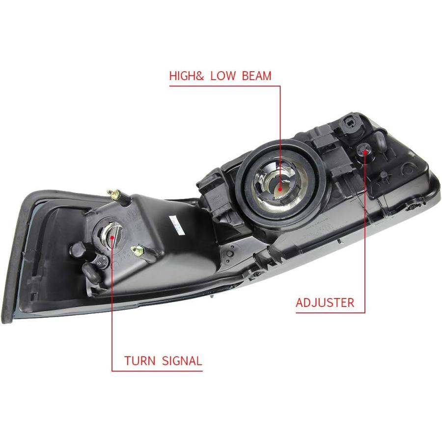 【並行輸入品】DNA Motoring ヘッドライトアセンブリ ブラック クリア HL-OH-FM99-BK-CL1 (運転席と助手席側)、ブラックハの画像