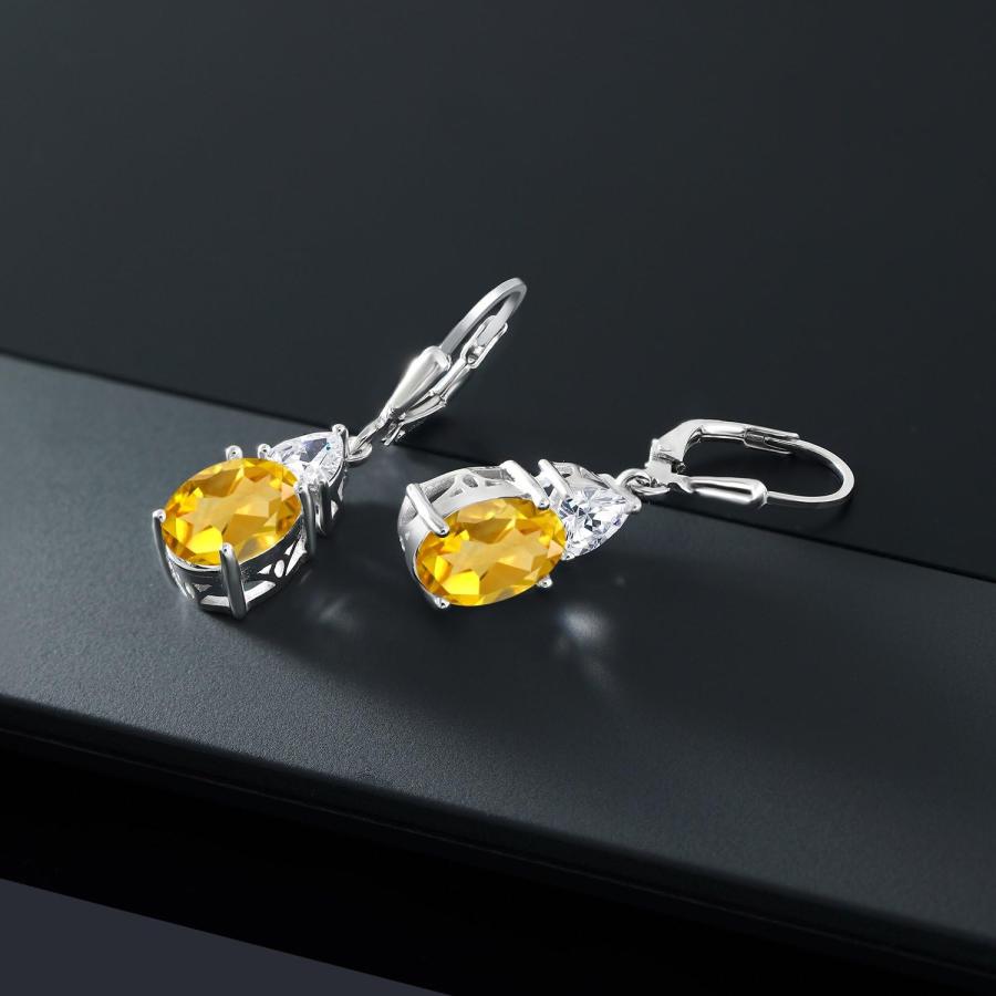 並行輸入品】Gem Stone King 4カラット 天然 シトリン ピアス 