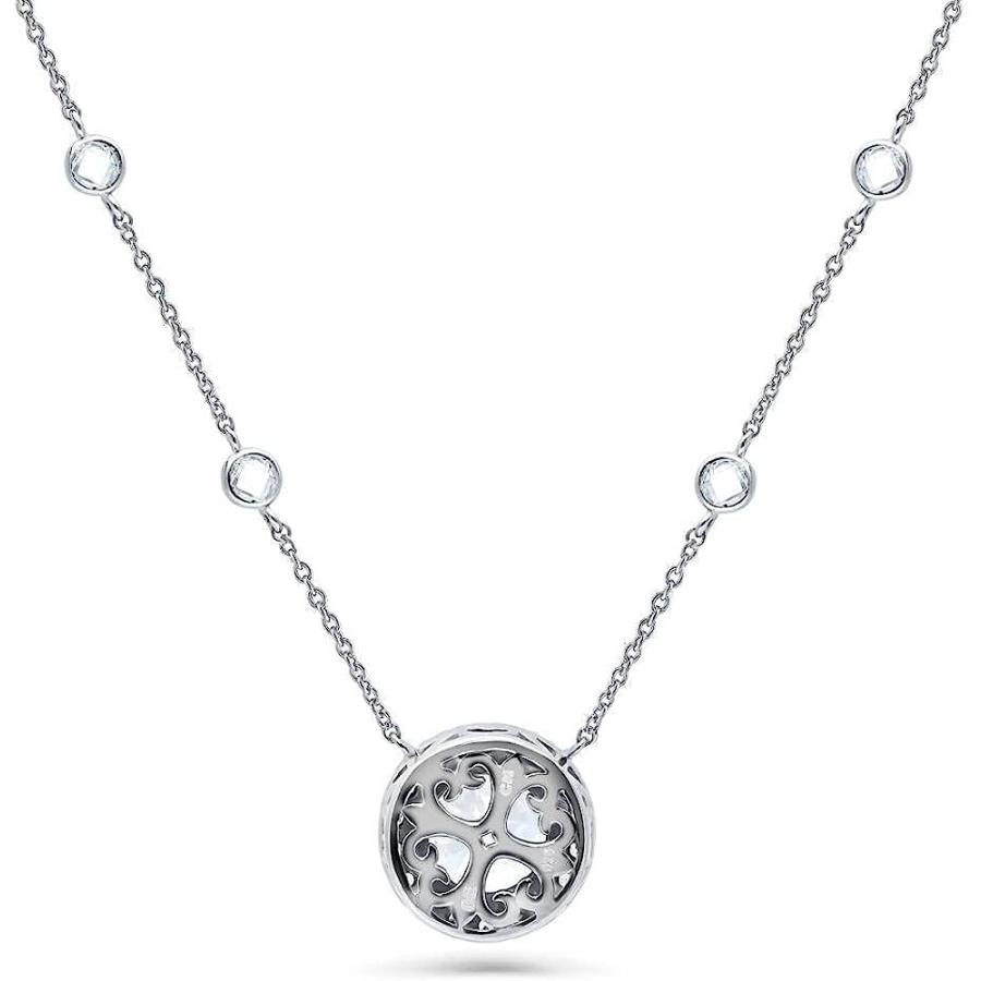 【並行輸入品】BERRICLEロジウムメッキシルバーキュービックジルコニアCZ Halo文ペンダントネックレス16インチ+ 2インチエクステンダー　_2
