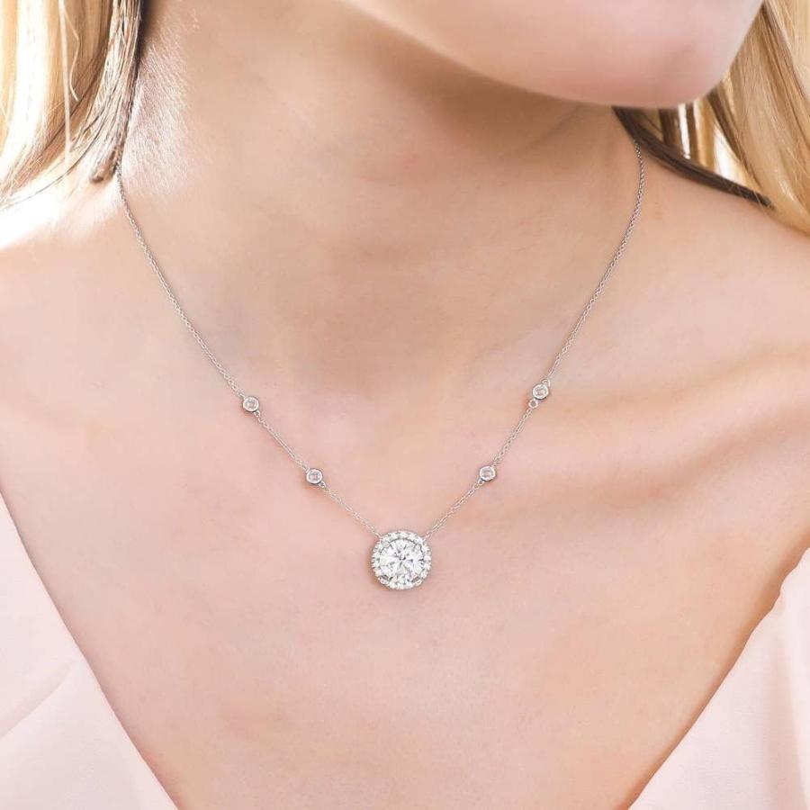【並行輸入品】BERRICLEロジウムメッキシルバーキュービックジルコニアCZ Halo文ペンダントネックレス16インチ+ 2インチエクステンダー　_3