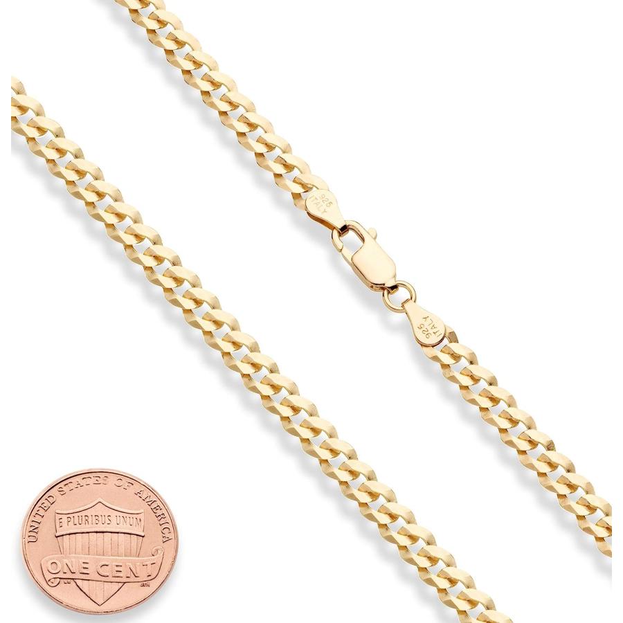 【並行輸入品】MiaBella ソリッド18Kゴールドメッキ スターリングシルバー イタリア製 5mm ダイヤモンドカット キューバリンク カーブチェ_1