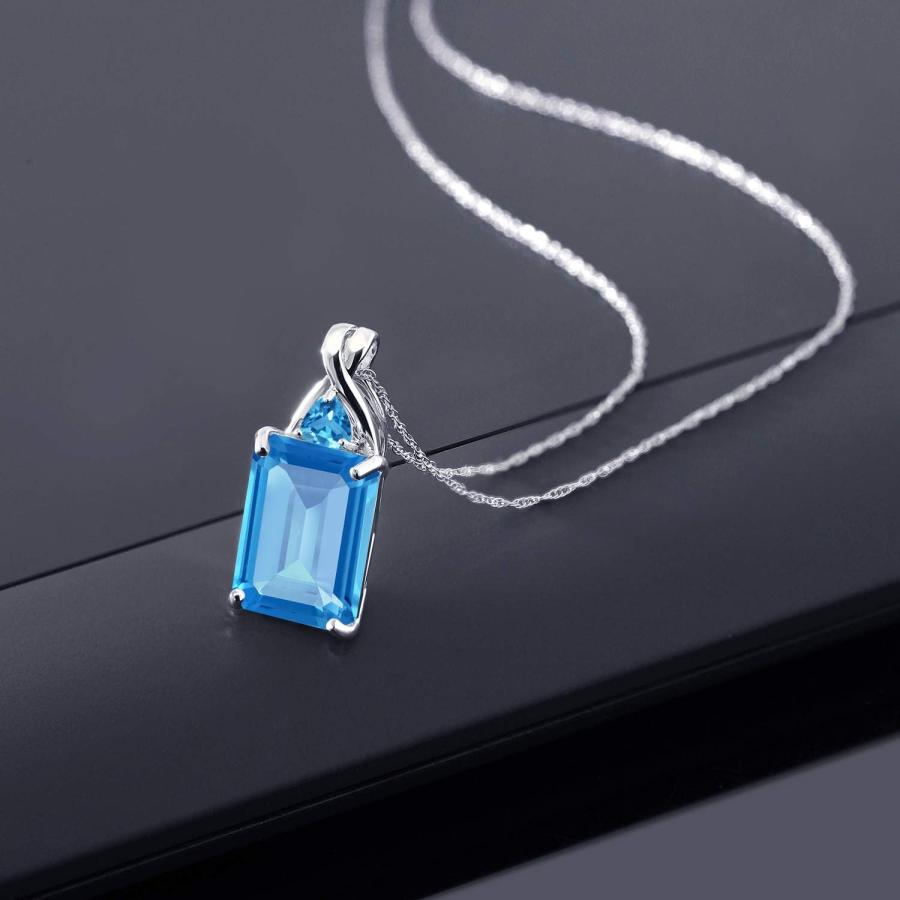 【並行輸入品】Gem Stone King 9.53カラット 天然 スイスブルートパーズ ネックレス ペンダント レディース 10金 ホワイトゴールドの画像