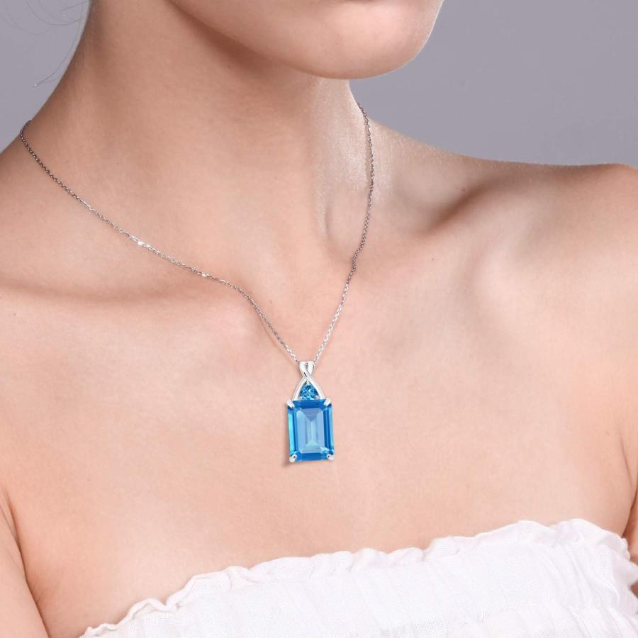 【並行輸入品】Gem Stone King 9.53カラット 天然 スイスブルートパーズ ネックレス ペンダント レディース 10金 ホワイトゴールドの画像