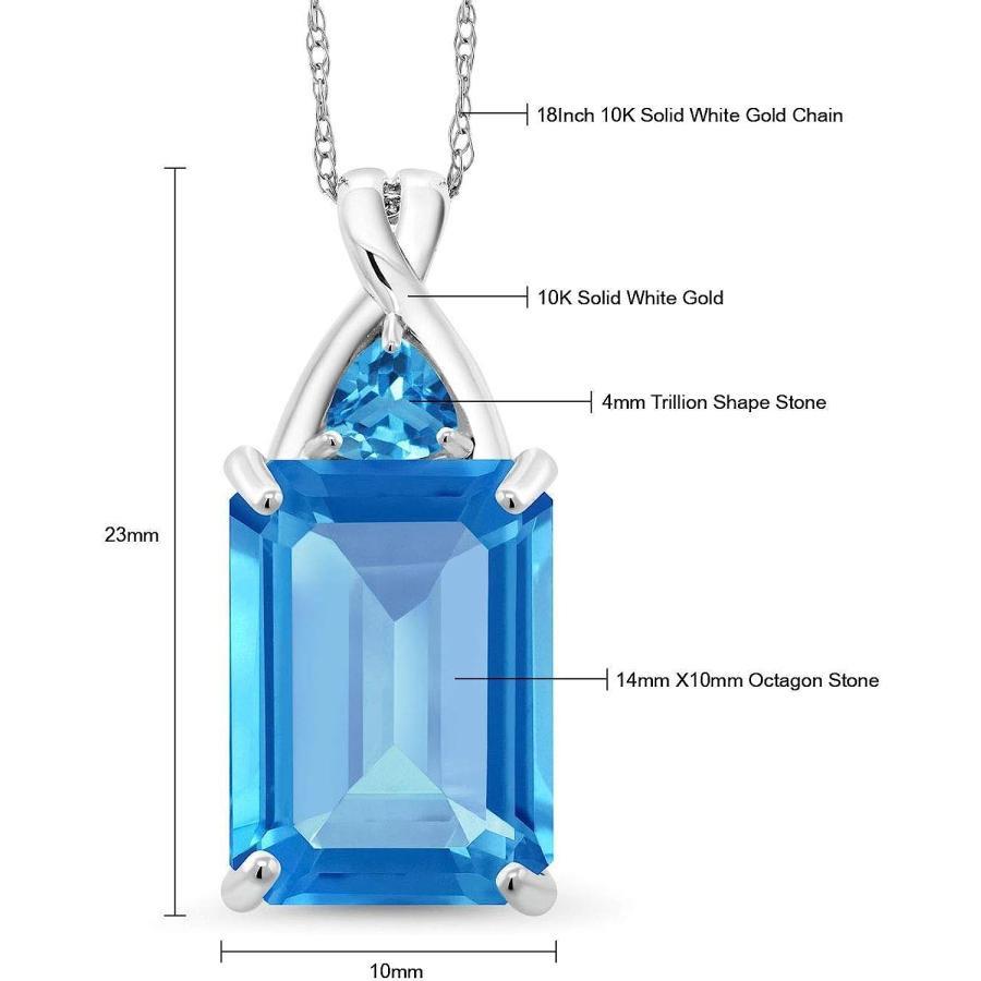 【並行輸入品】Gem Stone King 9.53カラット 天然 スイスブルートパーズ ネックレス ペンダント レディース 10金 ホワイトゴールドの画像