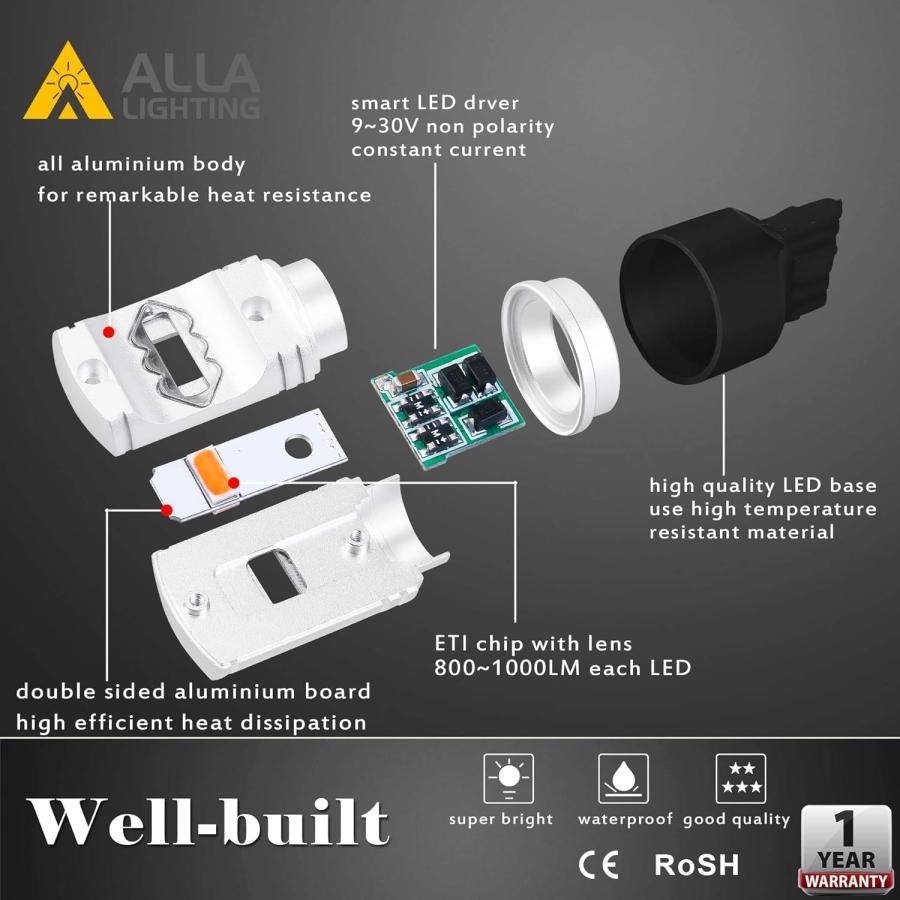 【並行輸入品】Alla Lighting 3800lm T20 7440 7443 Ice Blue LED Bulbs Xtreme Super B_4
