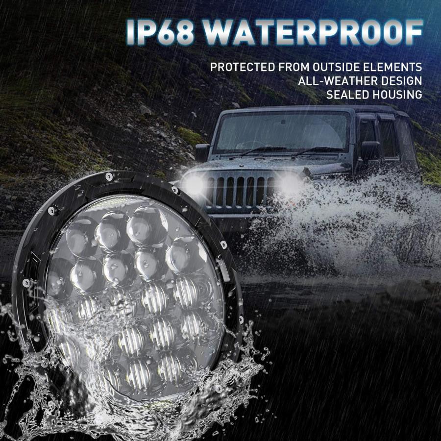 【並行輸入品】Aaiwa ラングラー用LEDヘッドライト 7インチラウンドLEDヘッドライト 105W 5Dレンズ DRL付き ジープラングラーJK
