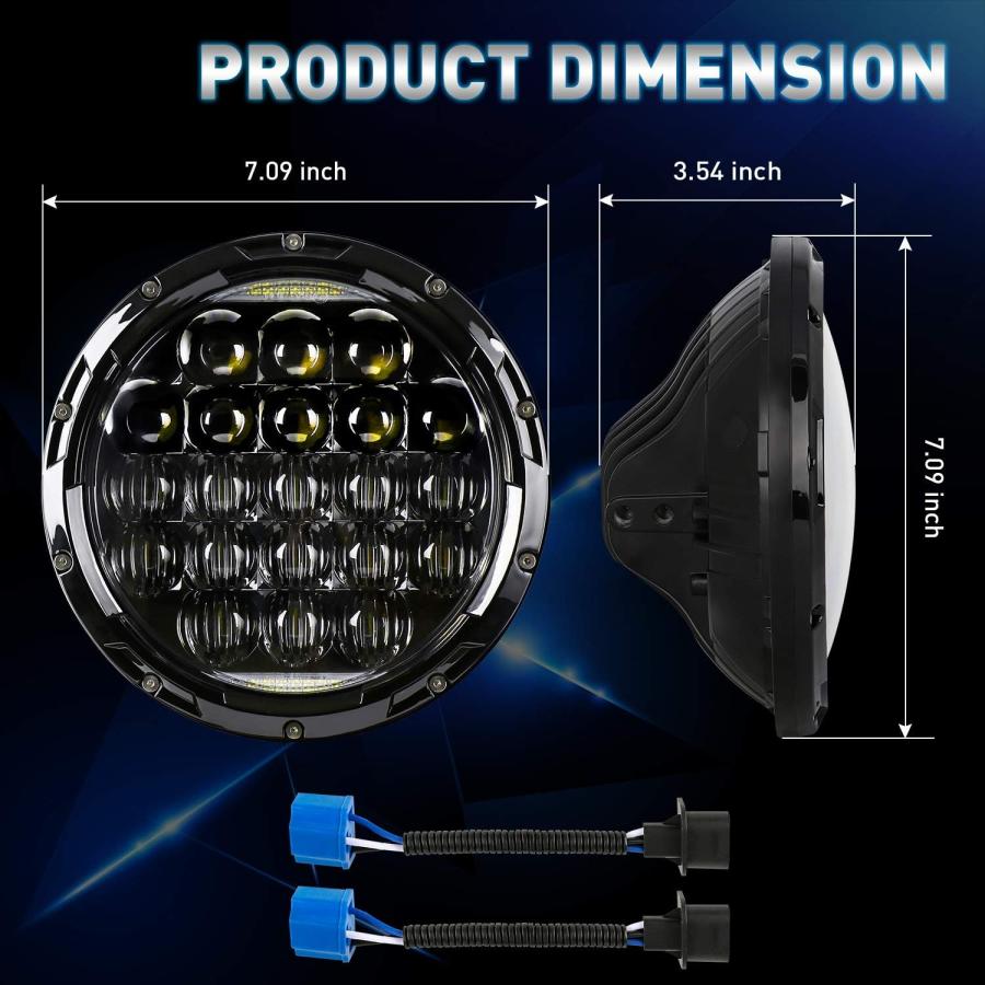 【並行輸入品】Aaiwa ラングラー用LEDヘッドライト 7インチラウンドLEDヘッドライト 105W 5Dレンズ DRL付き ジープラングラーJK