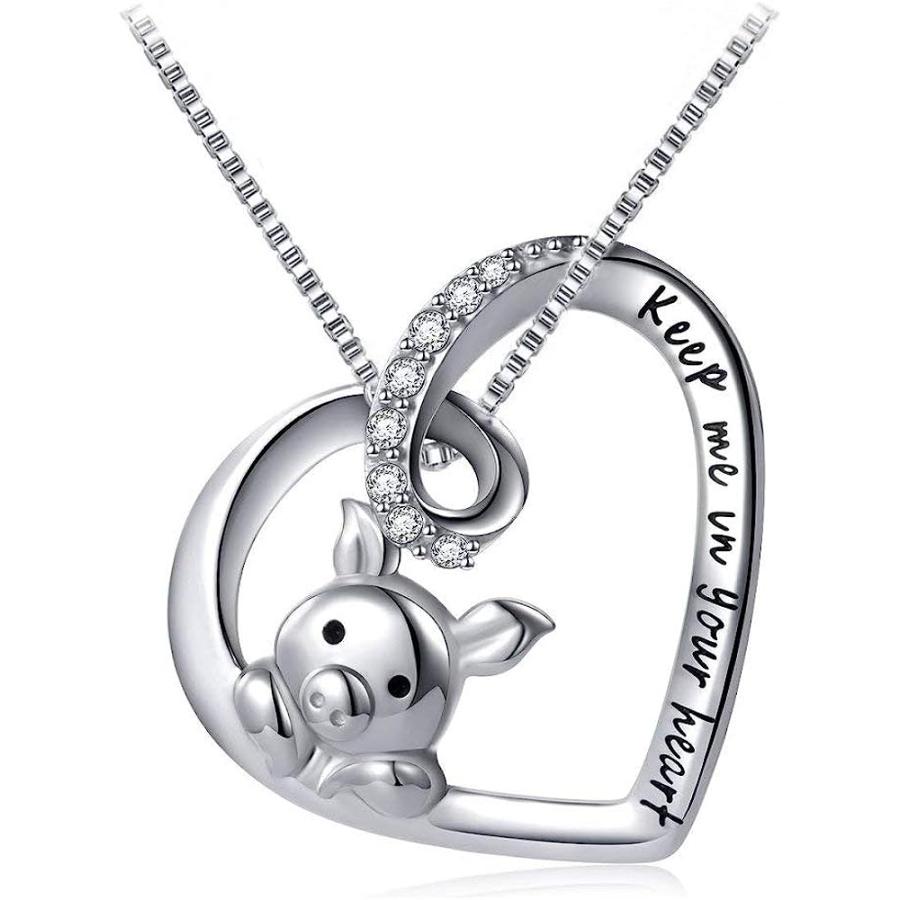IminiJewelry かわいい子豚 スターリングシルバー クリスタル ラブ 