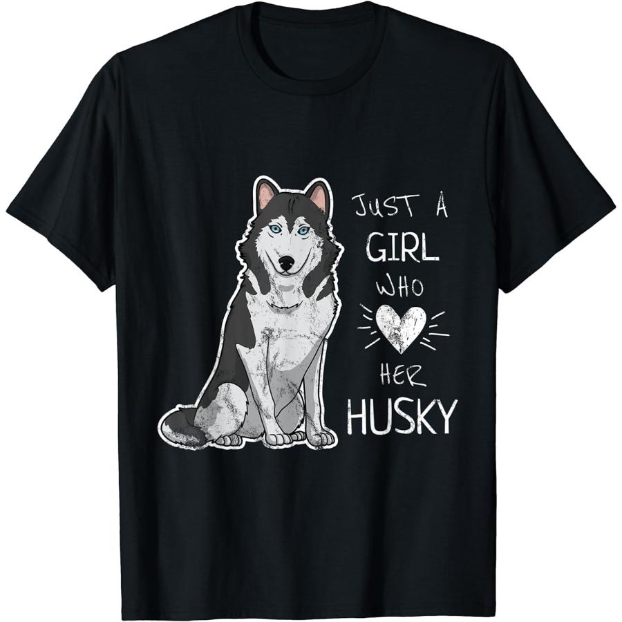 【並行輸入品】Just A Girl Who Loves Her Husky Dog Puppy Love T-Shirt　