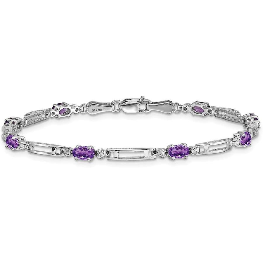 【並行輸入品】FB Jewels 14k ホワイトゴールド ダイヤモンド アメジスト ブレスレットの画像