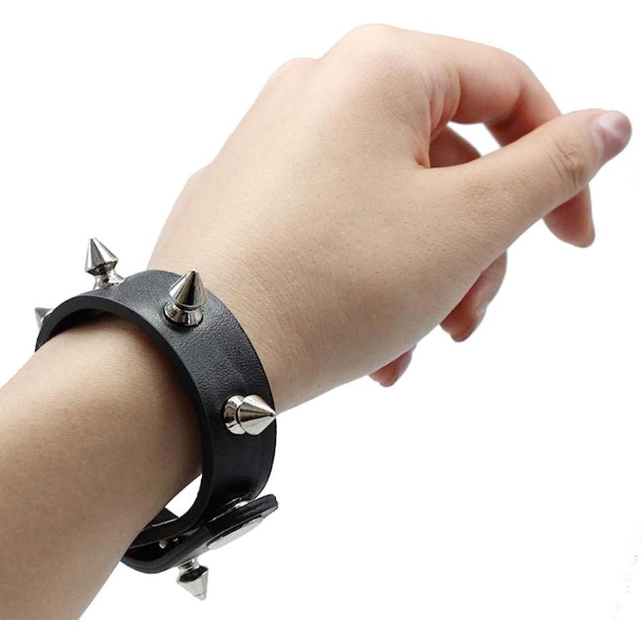 並行輸入品】レザーブレスレット パンク スパイク リベット カフ