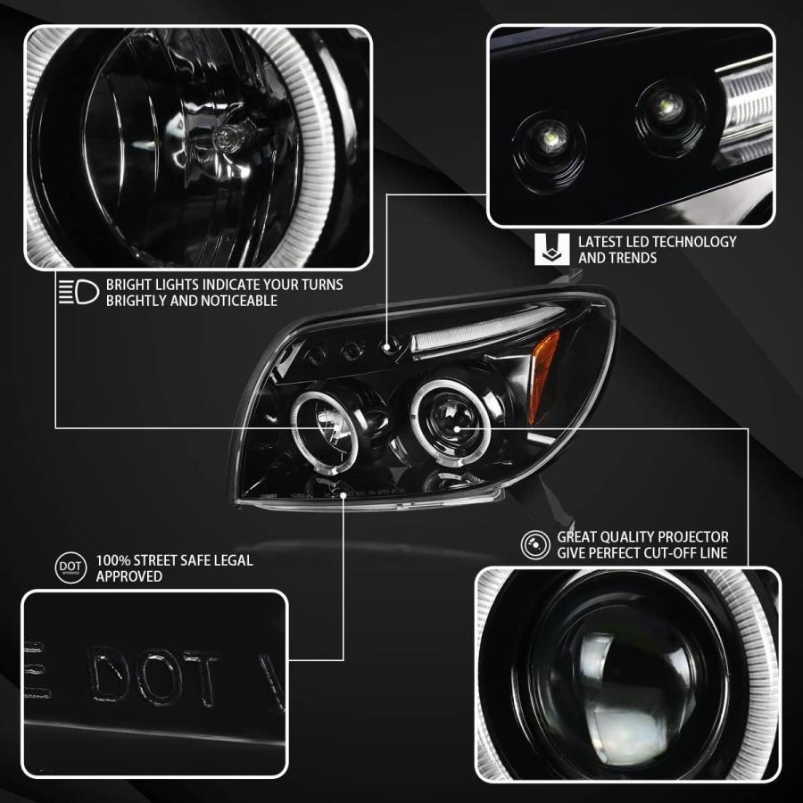 【並行輸入品】Autozensation 2003-2005 トヨタ 4Runner LED デュアルヘイロー プロジェクターヘッドライト ジェットブの画像