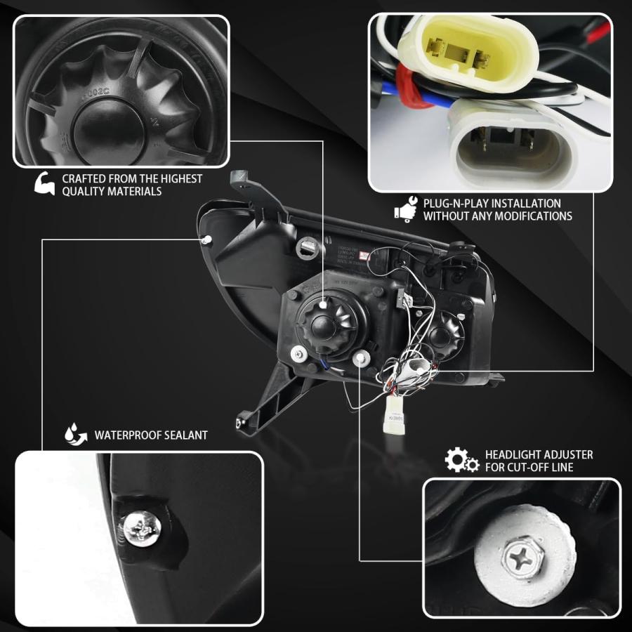 【並行輸入品】Autozensation 2003-2005 トヨタ 4Runner LED デュアルヘイロー プロジェクターヘッドライト ジェットブの画像