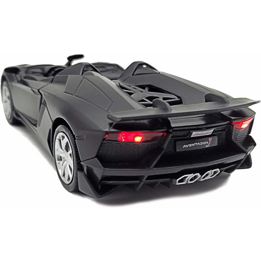 Lmoy 1:32 Scale Die-cast Super Sports Car Lambo Aventador J Pull Back Cabriolet Metal Model Toy Car with Light & Sound Gift for Children (Black)｜dep-dreamfactory｜02