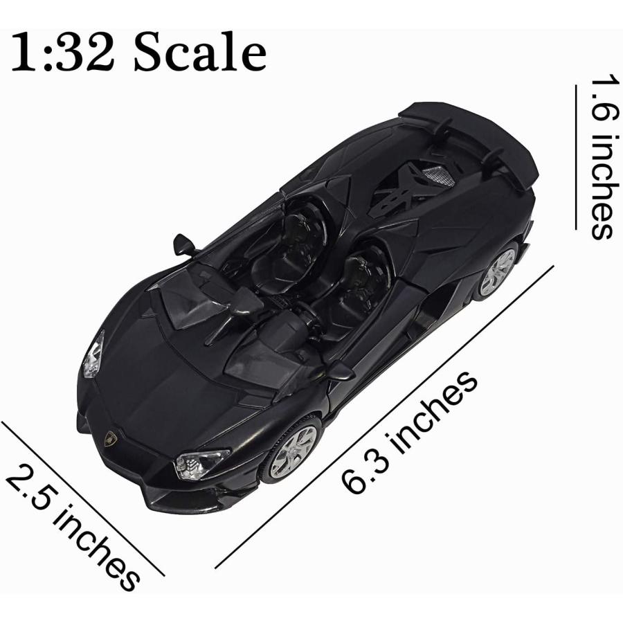 Lmoy 1:32 Scale Die-cast Super Sports Car Lambo Aventador J Pull Back Cabriolet Metal Model Toy Car with Light & Sound Gift for Children (Black)｜dep-dreamfactory｜04