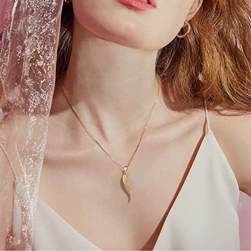 【並行輸入品】ChicSilver 925スターリングシルバー ラッキーイタリアンホーンペンダントネックレス お守りジュエリー 女性用 シルバー/ゴー_1
