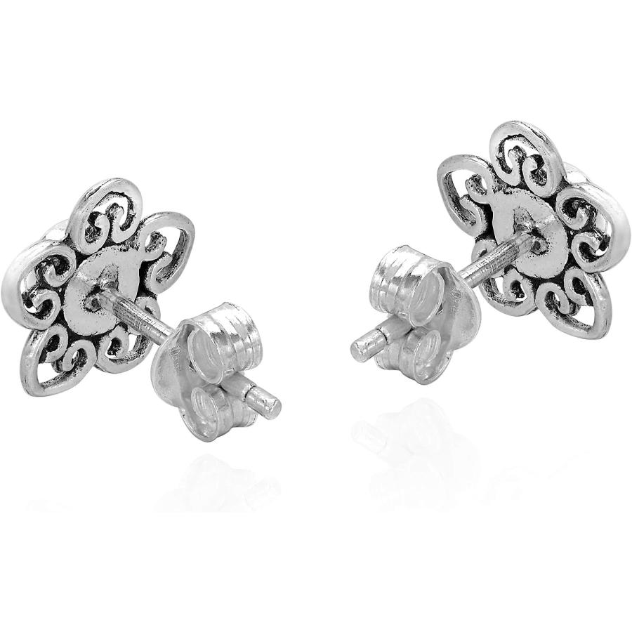 【並行輸入品】美しい.925スターリングシルバーフラワーとホワイトマザーオブパールインレイスタッドイヤリング。　_2