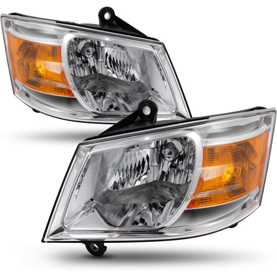 【並行輸入品】08-10 Dodge Grand Caravan OE交換用クロムベゼルヘッドライトヘッドランプ。の画像