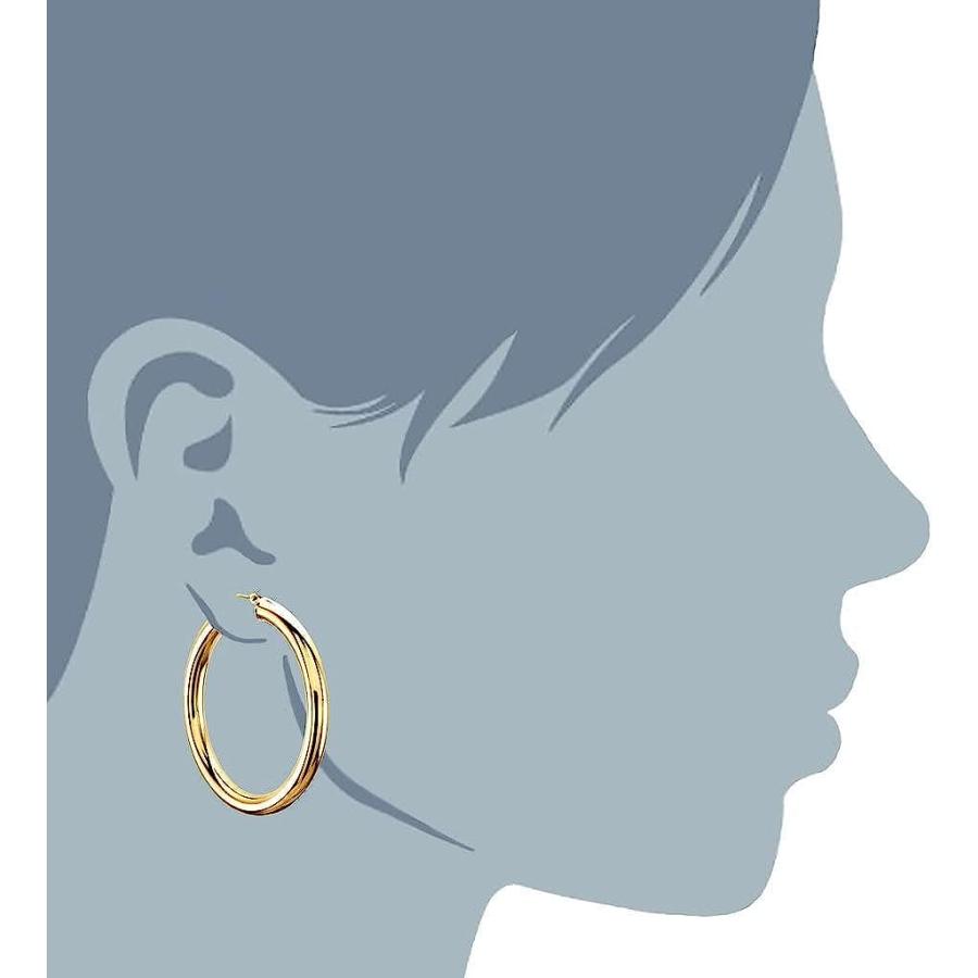 【並行輸入品】14K リアルイエローゴールドまたはホワイトゴールド 厚さ4mm クラシック 光沢仕上げ ラウンドチューブフープイヤリング スナップポスの画像