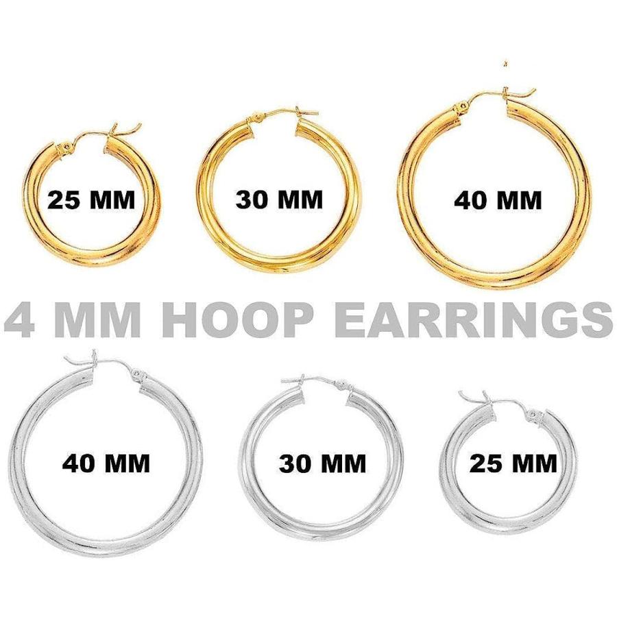 【並行輸入品】14K リアルイエローゴールドまたはホワイトゴールド 厚さ4mm クラシック 光沢仕上げ ラウンドチューブフープイヤリング スナップポスの画像