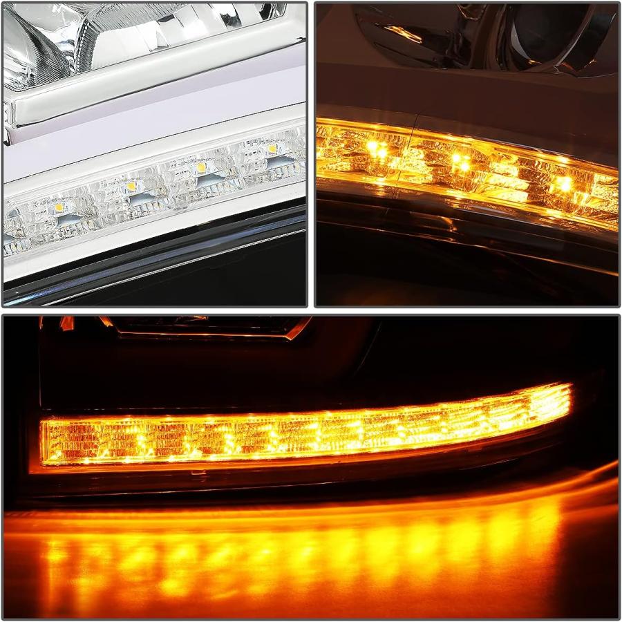 【並行輸入品】Auto Dynasty クロム/アンバー デュアルLED DRL シーケンシャル ウィンカー プロジェクターヘッドライト ダッジ・ラム