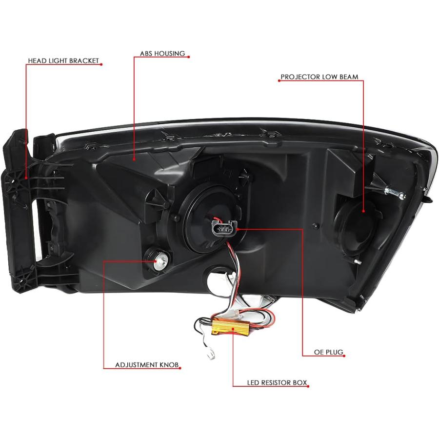 【並行輸入品】Auto Dynasty クロム/アンバー デュアルLED DRL シーケンシャル ウィンカー プロジェクターヘッドライト ダッジ・ラム