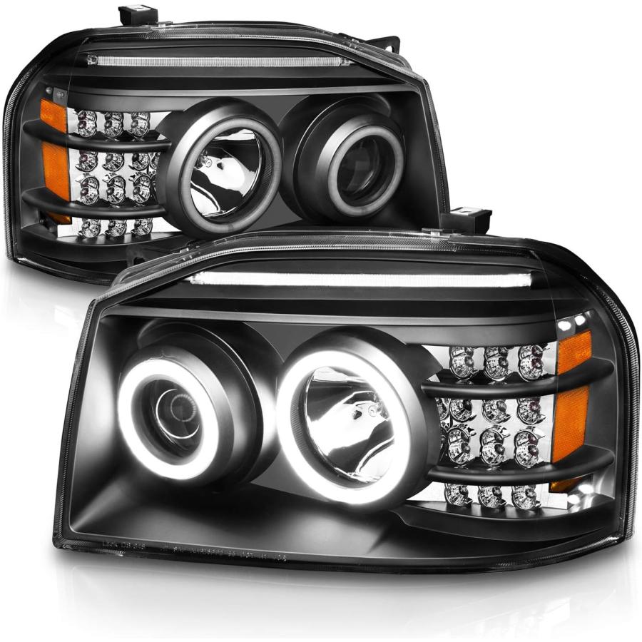【並行輸入品】AmeriLite 日産フロンティア D22用 ブラック LED ウィンカー Xtreme Bright Halos プロジェクター交換_1
