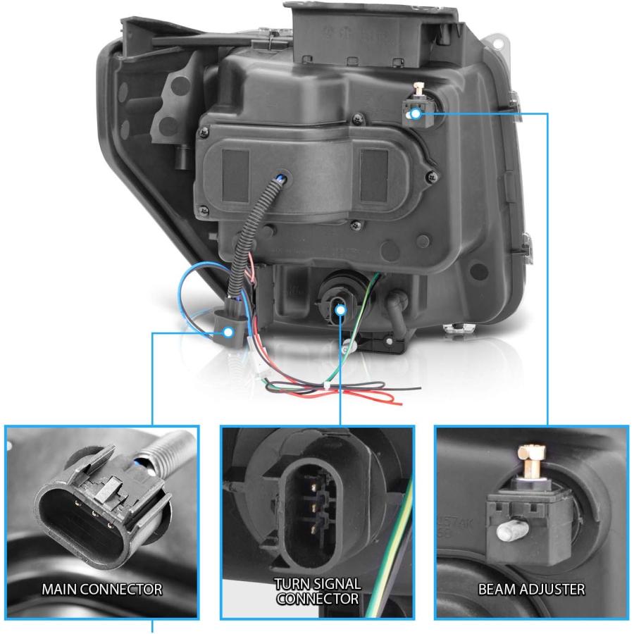 【並行輸入品】AmeriLite ブラック LED ウィンカー デュアルヘイロー プロジェクター交換用ヘッドライトセット 07-12 Dodge Ni_4