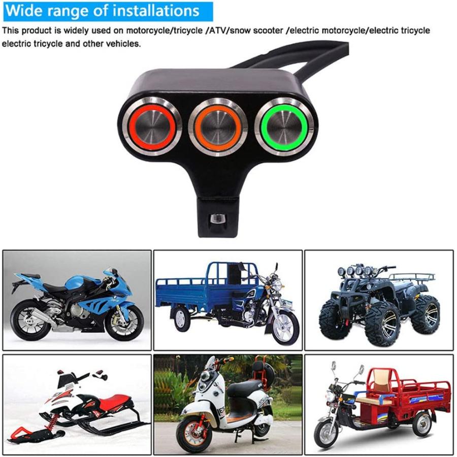ブランド登録なし - 【並行輸入品】3 Buttons Motorcycle Handlebar Mount Switches  22粍 7/8inch Waterpro