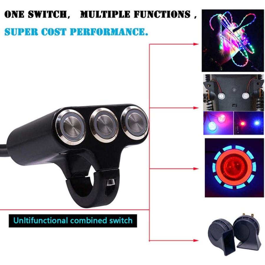ブランド登録なし - 【並行輸入品】3 Buttons Motorcycle Handlebar Mount Switches  22粍 7/8inch Waterpro