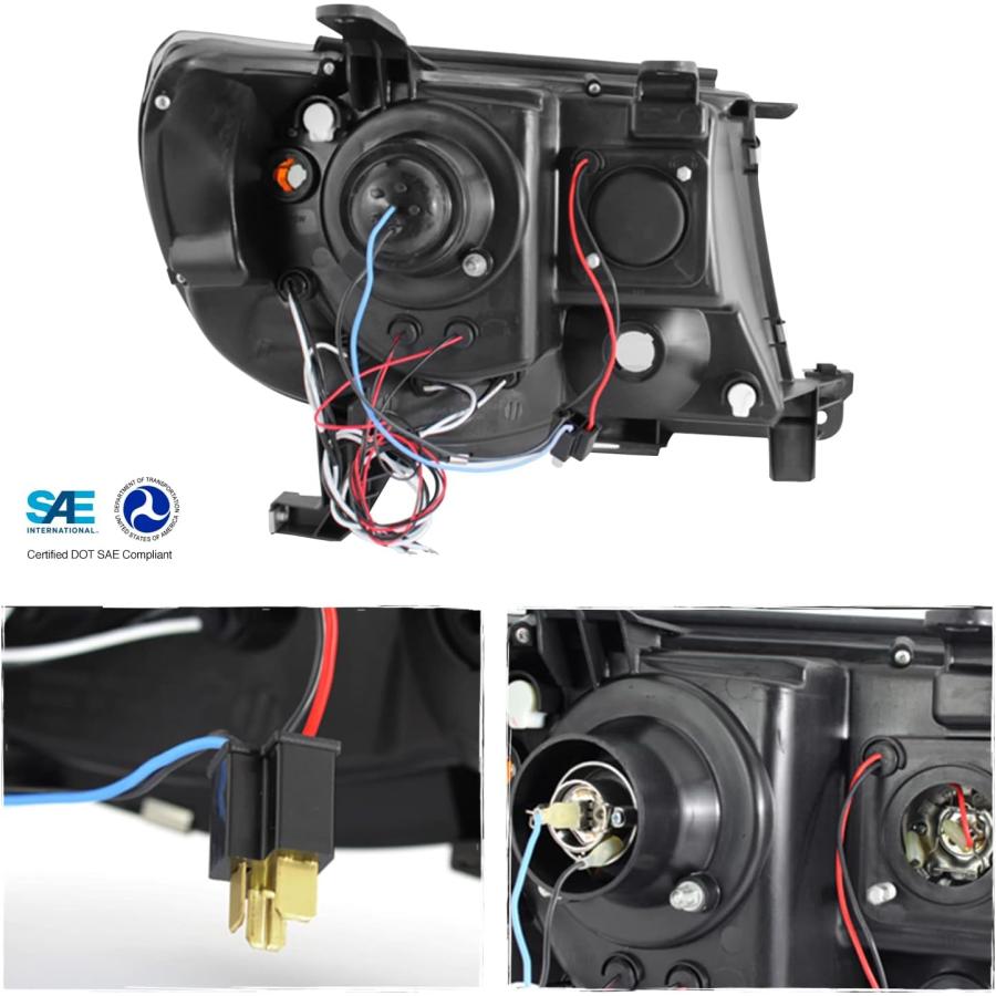 【並行輸入品】AKKON - 05-11 トヨタ タコマ ピックアップ クロームベゼル デュアルヘイローリングデザイン プロジェクター LED 交換用の画像
