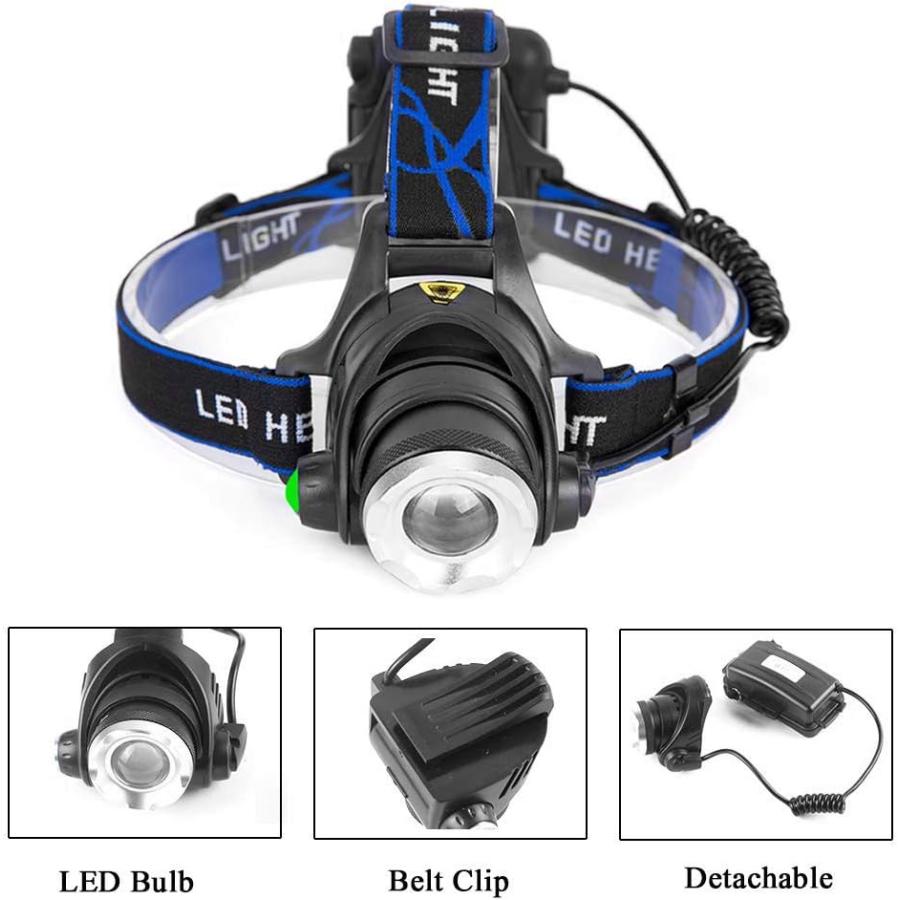 【並行輸入品】GaiGaiMall Blue LED Headlamp Flashlight Water Resistant Zoomable 3 M_4