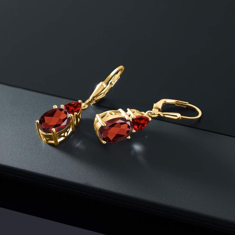 【並行輸入品】Gem Stone King 6.68カラット 天然 ガーネット ピアス レディース シルバー925 イエローゴールド 加工 1月 誕生_3