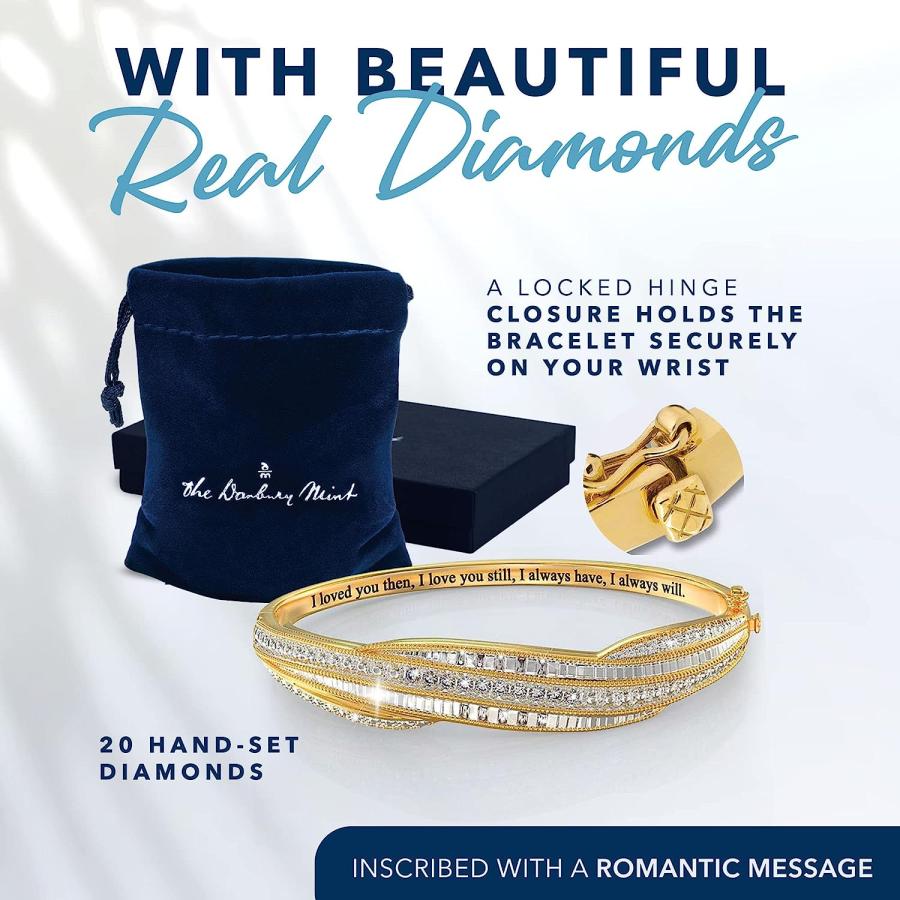 【並行輸入品】Diamond Forever センチメントバングル - ゴールドブレスレット - ダイヤモンドジュエリー - ロマンチックなギフト -の画像