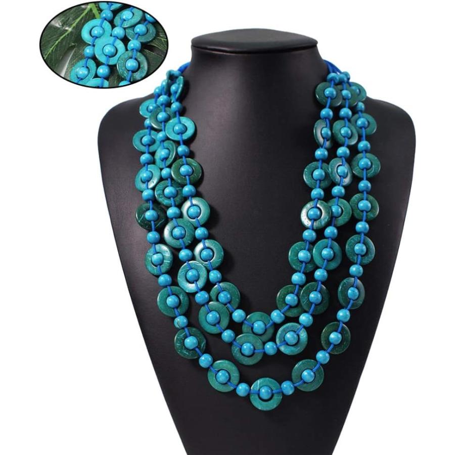 【並行輸入品】Amosfun Women Accessories Jewelry Green Necklace Layered Shell Bohem