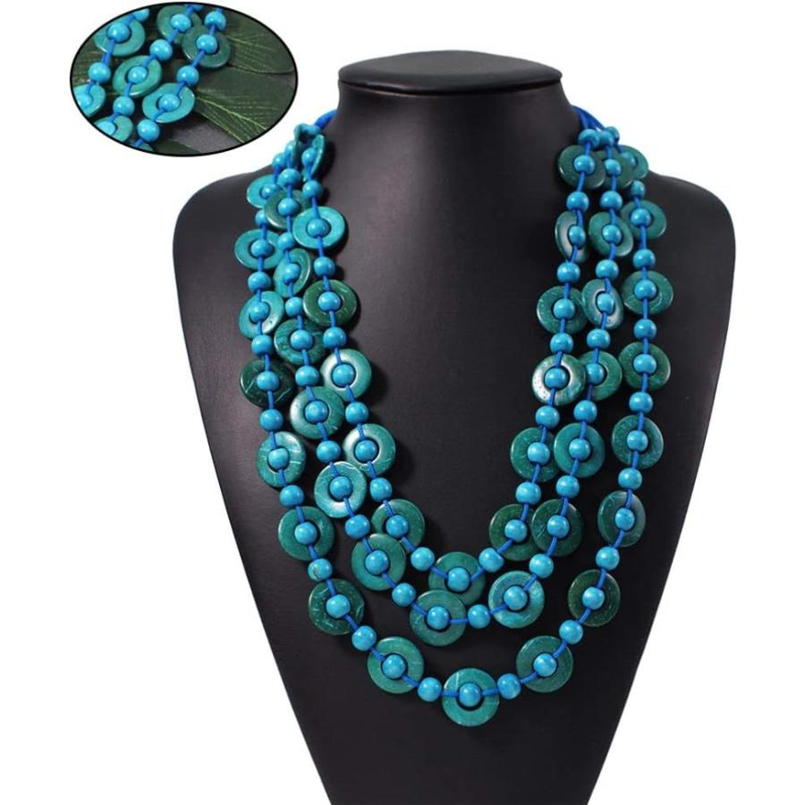 【並行輸入品】Amosfun Women Accessories Jewelry Green Necklace Layered Shell Bohem