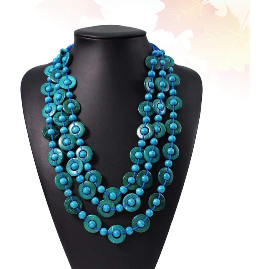 【並行輸入品】Amosfun Women Accessories Jewelry Green Necklace Layered Shell Bohem