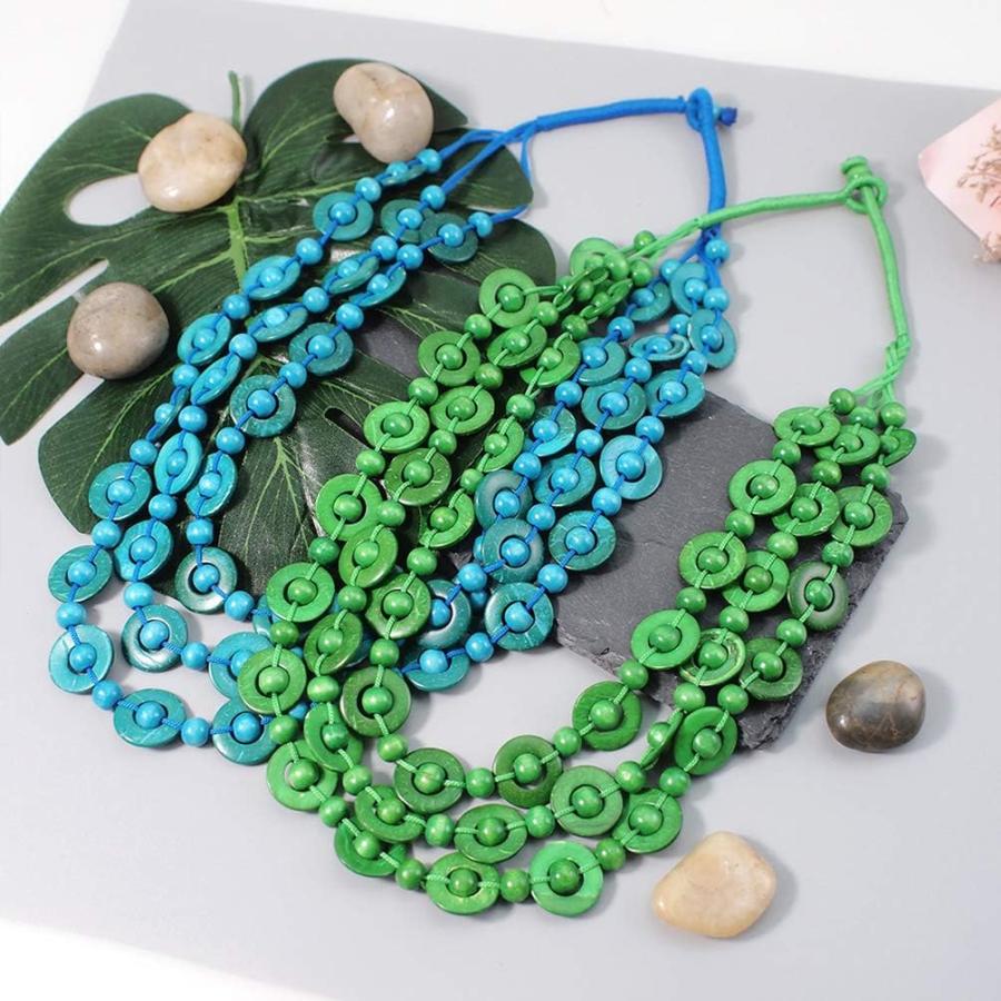 【並行輸入品】Amosfun Women Accessories Jewelry Green Necklace Layered Shell Bohem