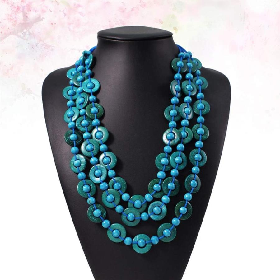 【並行輸入品】Amosfun Women Accessories Jewelry Green Necklace Layered Shell Bohem