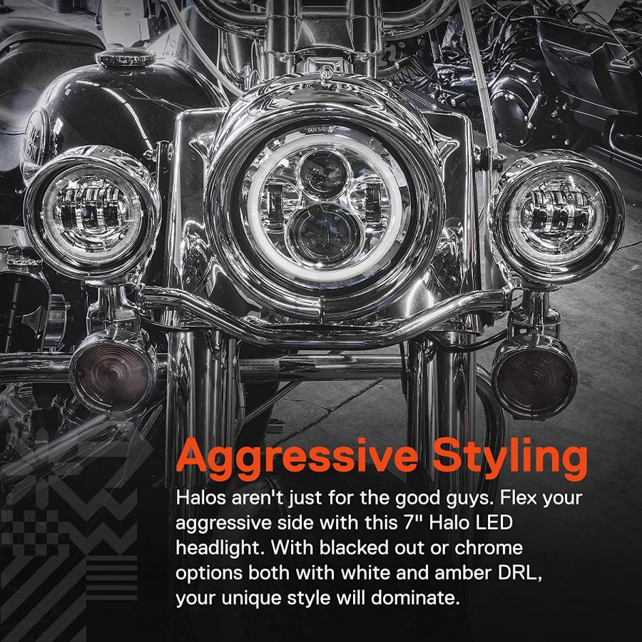 【並行輸入品】7inch LED Headlight/4.5inch Passing Light for Harley Davidson + Moun_1