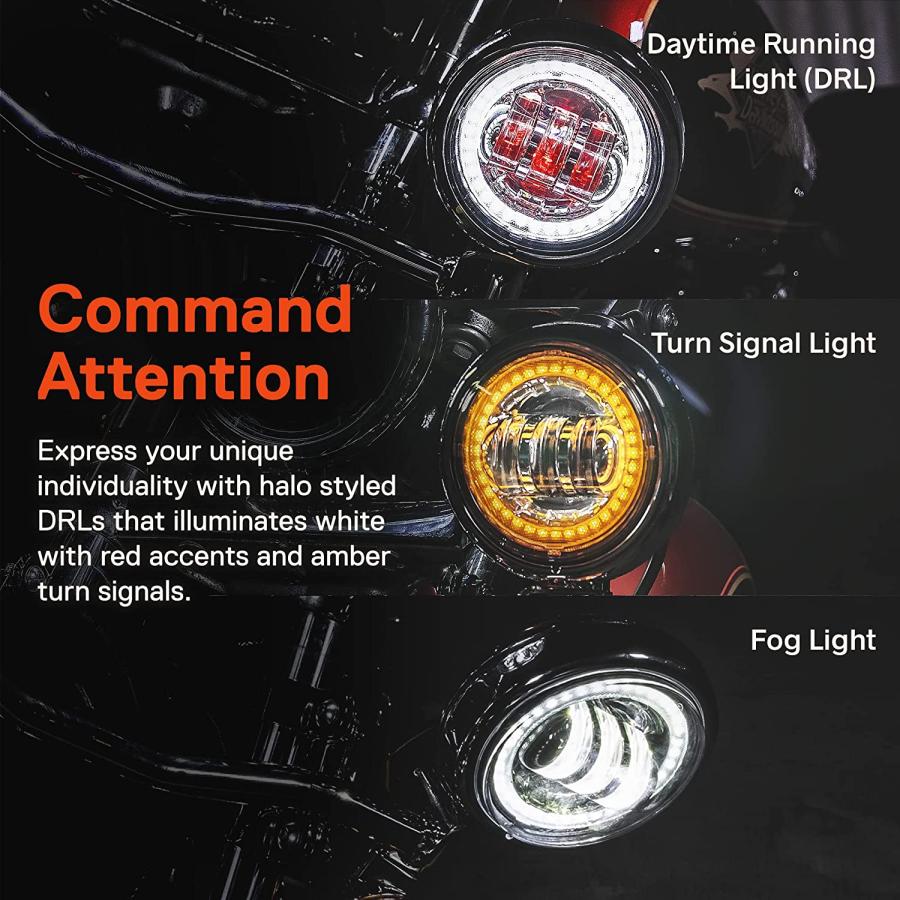 【並行輸入品】7inch LED Headlight/4.5inch Passing Light for Harley Davidson + Moun_5