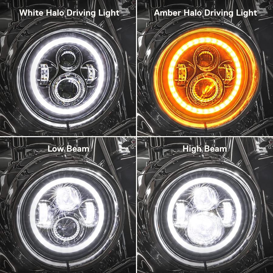 【並行輸入品】7inch LED Headlight for Harley Davidson + Mounting Bracket [Black-Fiの画像
