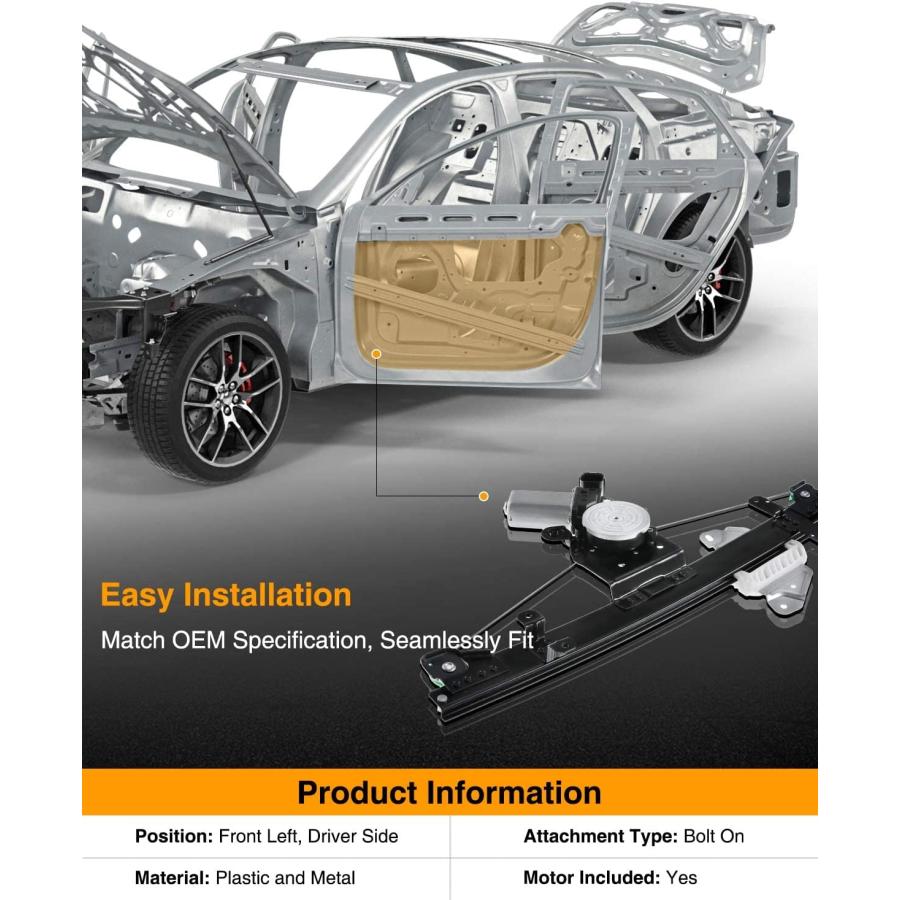 【並行輸入品】A-Premium パワーウィンドウレギュレーター モーター付き 日産セントラ 2013-2019 フロント右 エクスプ_2