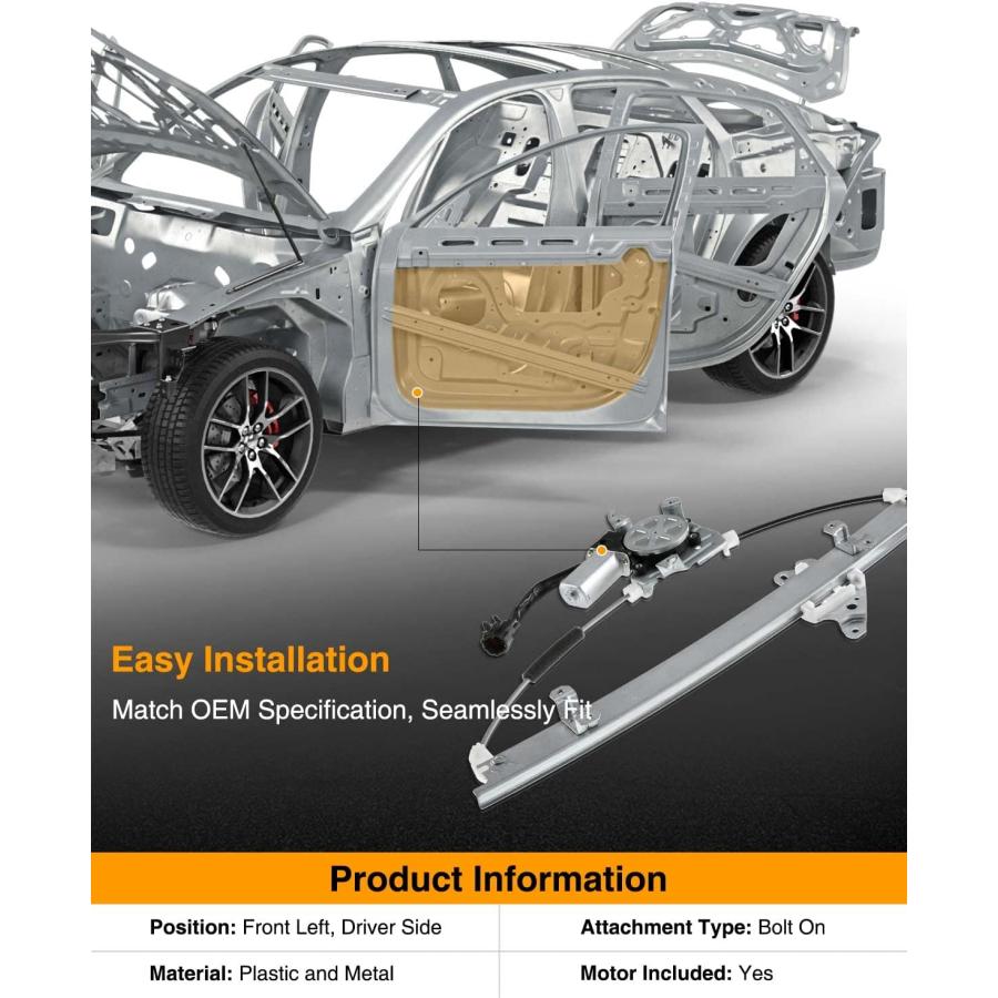 【並行輸入品】A-Premium ウィンドウレギュレーター モーター付き 日産 Tiida 2013-07 日産 Versa 2007